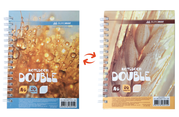 Фото - Книга для нотаток DOUBLE А6, 96 арк., пружина, кл., тв. лам. палітурка, жовтий 61186