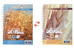 Книга для нотаток DOUBLE А6, 96 арк., пружина, кл., тв. лам. палітурка, жовтий