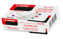 Булавки 28 мм,  кольорові, 100 шт., 4848, NORMA