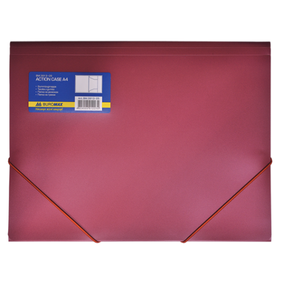 Фото - Папка на гумках, А4, глянцевий непрозор. пластик,червоний 63792 Фото - Папка на гумках, А4, глянцевий непрозор. пластик,червоний 63792