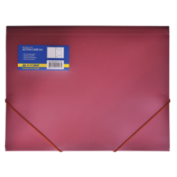 Папка на гумках, А4, глянцевий непрозор. пластик,червоний