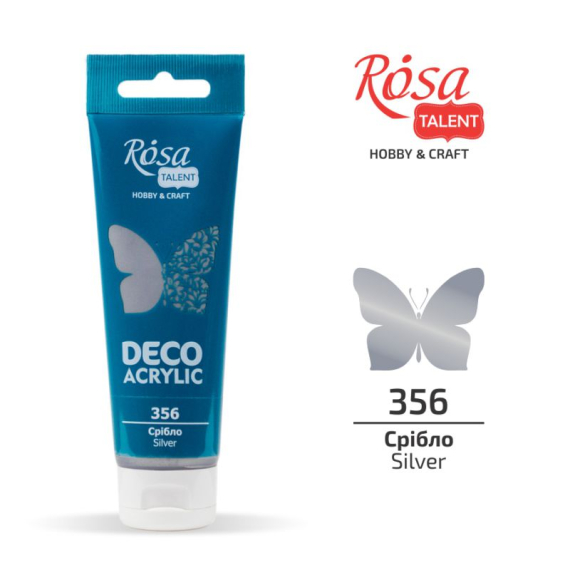 Фото - Акрил для декору, .356 Срібло, металік, 75 мл, ROSA TALENT 37103