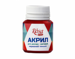 Фото - Акрил для декору   8, Червоний темний, матовий, 20 мл, ROSA TALENT 39035