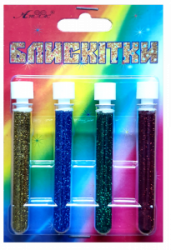 Блискітки набір 4 2гр. 4шт. зол+син+зел+черв. А- 973 1/12