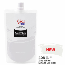 Фарба акрилова,200 мл, Білила  цинкові (408), ROSA Studio