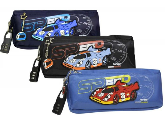 Фото - Пенал на 2 блискавки з кодовим замком, принт Автомобілі 62546 Фото - Пенал на 2 блискавки з кодовим замком, принт Автомобілі 62546
