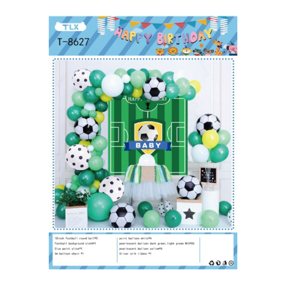 Фото - Набір декора до дня народження, ФУТБОЛ (банер, кульки) 62195