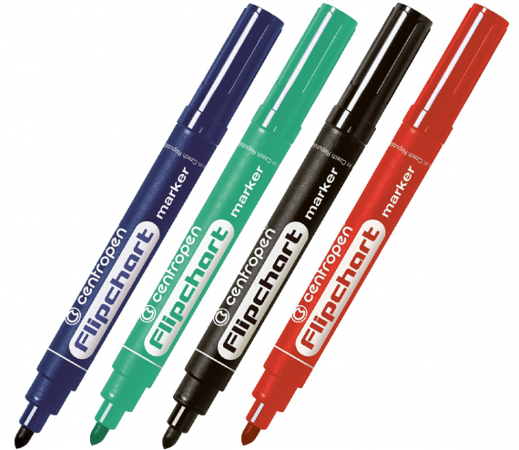 Фото - Маркер ' Сentropen ' 8550 , ' Flipchart ' водний 2,5 мм чорн .. кр. [4655] 9486