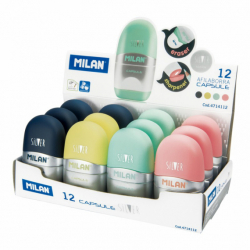 Гумка + точилка  &quot;Silver&quot; ТМ &quot;MILAN&quot; 6,5*3,5*2,4см, mix