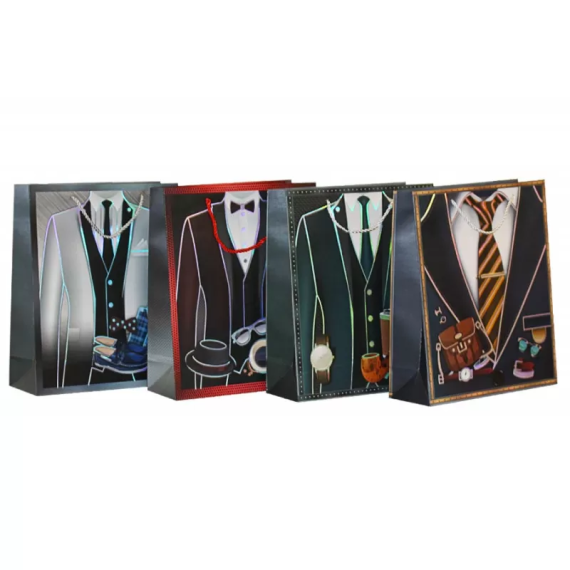 Фото - Пакет паперовий з фольгою 18*23*10см, 210гр, чоловічий костюм 60222