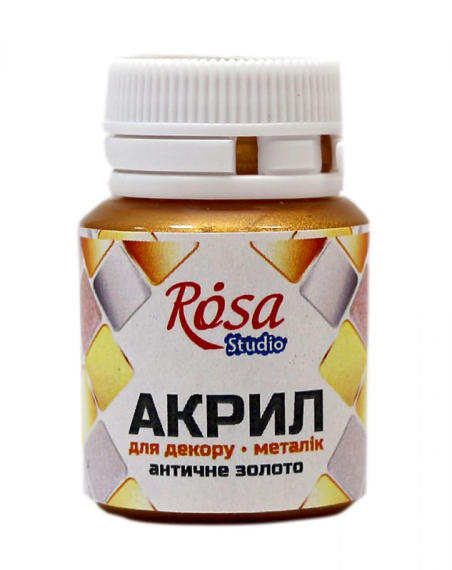 Фото - Акрил для декору 51, Античне золото, металік, 20 мл, ROSA Studio 24583