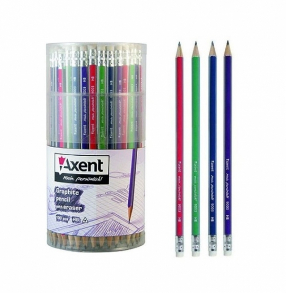 Фото - Олівець графітний Axent 9003-А, НВ, 100 шт., туба 46888 Фото - Олівець графітний Axent 9003-А, НВ, 100 шт., туба 46888