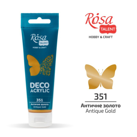 Фото - Акрил для декору, .351 Античне золото, металік, 75 мл, ROSA TALENT 39127 Фото - Акрил для декору, .351 Античне золото, металік, 75 мл, ROSA TALENT 39127