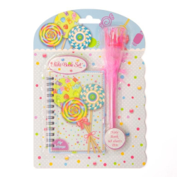 Фото - Блокнот на пружині 120x80mm, 70g, 60 л, ручка-пушок з короною, Льодяники 56653