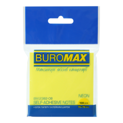 Блок для нотаток NEON, 75х75мм, 100арк., жовтий