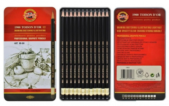 Фото - Карандаш графитные 1900, 8В-8Н, 12 шт. (набор) 10162