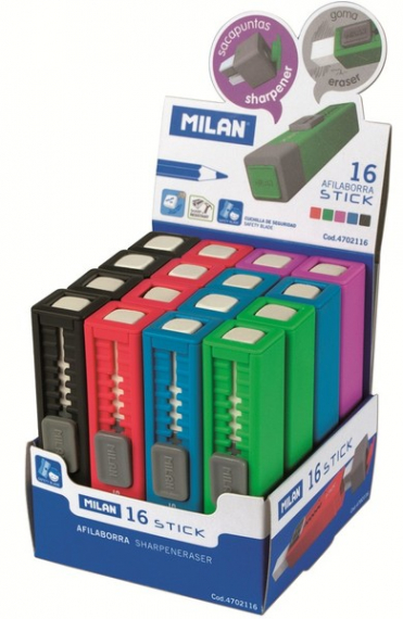 Фото - Гумка + чинка STICK, дисплей (уп.16) 26251 Фото - Гумка + чинка STICK, дисплей (уп.16) 26251