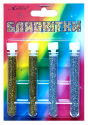 Фото - Блискітки набір 1 2гр. 4шт. зол+зол.Гол.+срібло+срібло.Гол. А- 970 1/12 30282