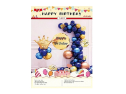 Набір декора до дня народження, КОРОНА в синіх тонах (банер, кульки)