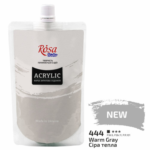 Фото - Фарба акрилова,200 мл, Сіра тепла, ROSA Studio 61955