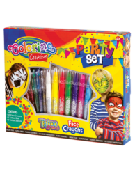 Фото - Крейда для обличчя в наборі PARTY SET 10 кол.+ 5 ручок ТАТОО+ 3 трафарети подарунк. уп.COLORINO 56680