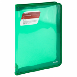 Фото - Папка об'ємна на блискавці А4, прозора зелена 46051