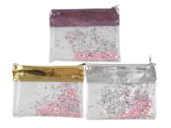 Фото - Косметичка з комбінованих матеріалів, пу + прозорий ПВХ, що розсипаються блискітками 23*16см, 3 кол. 51583 Фото - Косметичка з комбінованих матеріалів, пу + прозорий ПВХ, що розсипаються блискітками 23*16см, 3 кол. 51583