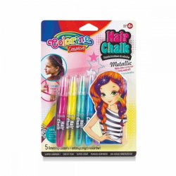 Фото - Крейда для волосся олівці, 5 кол. металік COLORINO /6/ 36229