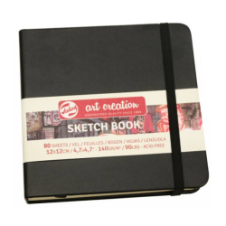 Фото - Блокнот для графіки Talens Art Creation 140г/м, 12х12см, 80л, чорний, Royal Talens 54180