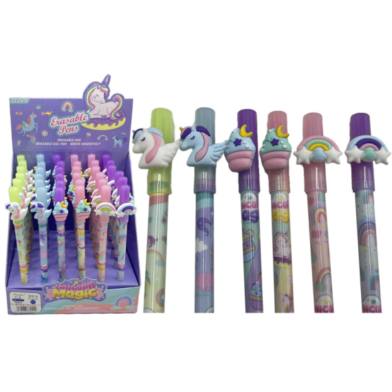 Фото - Ручка гелева пиши-стирай Автоматична 0,5мм синя Декор 36шт/уп. 63751