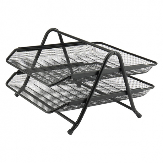 Фото - Лоток горизонтальний 2-в-1, металевий, чорн 45413 Фото - Лоток горизонтальний 2-в-1, металевий, чорн 45413