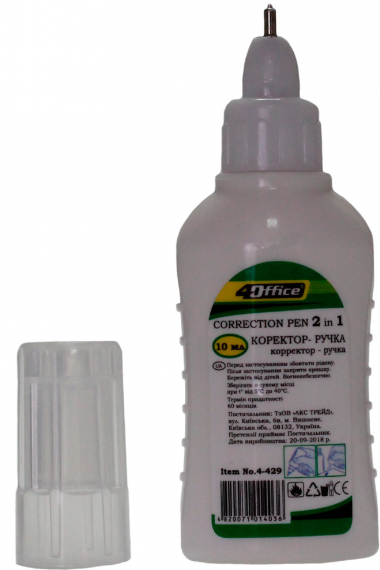 Фото - Коректор 2 в 1, клапан.пиш.вузол+пензл., 10мл, 4-429, 4OFFICE,(уп.12) 44643 Фото - Коректор 2 в 1, клапан.пиш.вузол+пензл., 10мл, 4-429, 4OFFICE,(уп.12) 44643