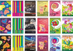 Фото - Блокнот А6, 80 арк., посипка, пружина зверху (уп.10) 40637 Фото - Блокнот А6, 80 арк., посипка, пружина зверху (уп.10) 40637