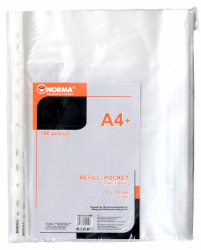 Файл, A4, PP, 30мкн., гладкий, прозр., уп.100шт.,5704 , NORMA, в ящ 30шт
