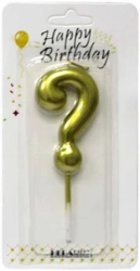 Свічка Знак ? золото, висота 6 см 12шт/уп