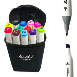 Фото - Набір скетч маркерів чорних 12 шт в текстильному чохлі 62167