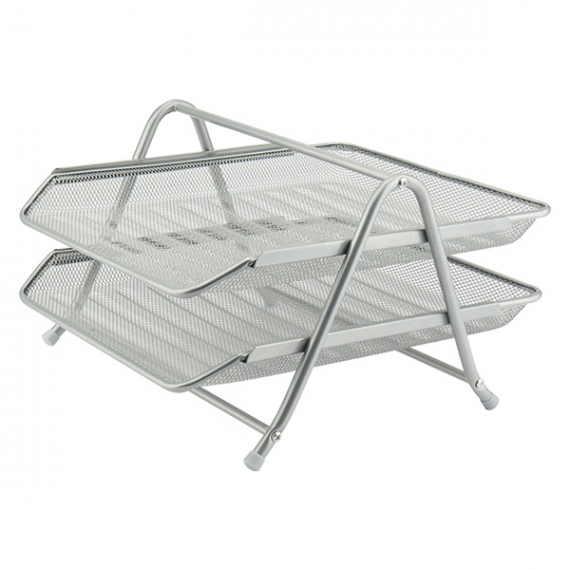 Фото - Лоток горизонтальний 2-в-1, металевий, срібл 2056