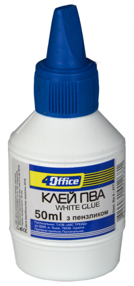 Фото - Клей ПВА з пензликом, 50 мл., 4-417, 4OFFICE,уп. 20/200 28836 Фото - Клей ПВА з пензликом, 50 мл., 4-417, 4OFFICE,уп. 20/200 28836