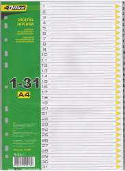Розділювачі &quot;1-31&quot;, А4, PP, 4-255, 4Office