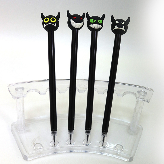 Фото - Ручка дитяча з іграшкою 'Angry cats' гелева, синя, mix, 12шт 54433