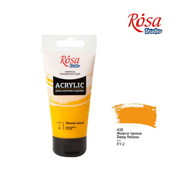Фото - Фарба акрилова, Жовта темна, 75 мл, ROSA Studio 38792 Фото - Фарба акрилова, Жовта темна, 75 мл, ROSA Studio 38792