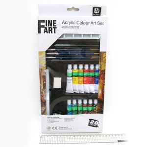 Фото - Набор красок акриловых: краска+каранд.+кисти+пласт. нож+ластик+точилк., 6цв*12мл NAA1220 (NAPS20) 36760