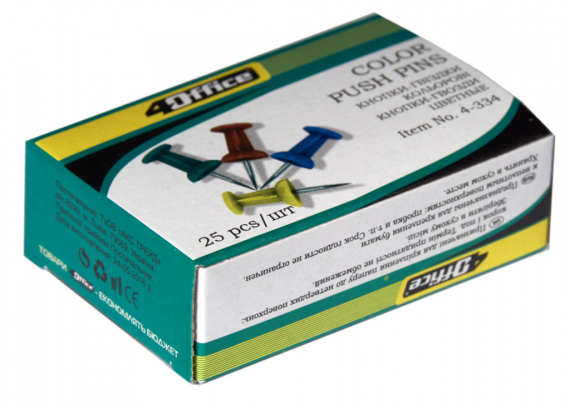 Фото - Кнопки-цвяхи, 25 шт., кол. в ас-ті, 4-334, 4OFFICE 32944 Фото - Кнопки-цвяхи, 25 шт., кол. в ас-ті, 4-334, 4OFFICE 32944