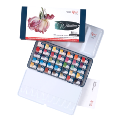 Фото - Набір акварельних фарб BOTANICAL, 35*2,5мл, кювета, Індіго метал. пенал, ROSA Gallery 63869 Фото - Набір акварельних фарб BOTANICAL, 35*2,5мл, кювета, Індіго метал. пенал, ROSA Gallery 63869