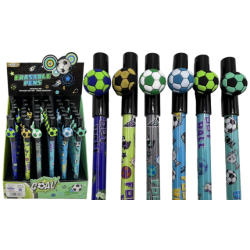 Фото - Ручка гелева пиши-стирай 0,5мм синя Футбол  36шт/уп. 63743