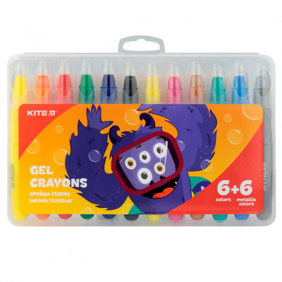 Фото - Крейда гелева, 12 кол.(6+6 з гліттером) Jolliers 44289 Фото - Крейда гелева, 12 кол.(6+6 з гліттером) Jolliers 44289