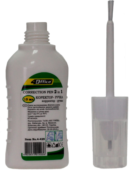 Фото - Коректор 2 в 1, клапан.пиш.вузол+пензл., 10мл, 4-429, 4OFFICE,(уп.12) 44643 Фото - Коректор 2 в 1, клапан.пиш.вузол+пензл., 10мл, 4-429, 4OFFICE,(уп.12) 44643