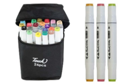 Фото - Набір скетч маркерів чорних 24 шт в текстильному чохлі 57019