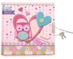 Фото - Блокнот дитячий на замочку 135x135mm, 70g, 56 л, Сова у серці 56640 Фото - Блокнот дитячий на замочку 135x135mm, 70g, 56 л, Сова у серці 56640