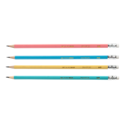 Олівець графітовий PASTEL HB, асорті, з гумкою, туба - 100 шт.